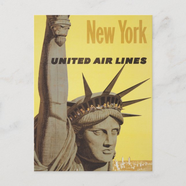Carte Postale Affiche De Voyage Pour New York, United Air Lines (Devant)