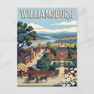 Carte Postale Affiche de voyage rétro Colonial Williamsburg Virg