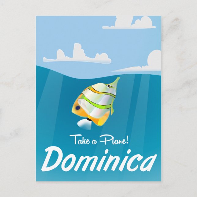 Carte Postale Affiche de voyage rétro de la Dominique. (Devant)