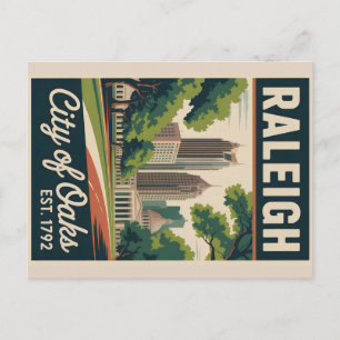 Carte Postale Affiche de voyage rétro de Raleigh Caroline du Nor