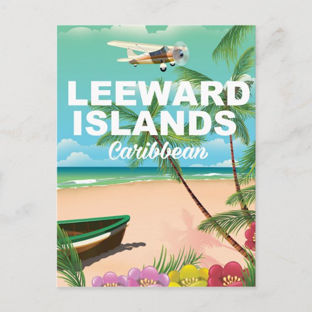 Carte Postale Affiche de voyage rétro des îles Sous-le-Vent (Devant)