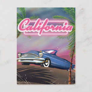 Carte Postale Affiche de voyage rétro néon Californie