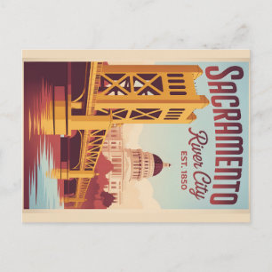 Carte Postale Affiche de voyage rétro Sacramento Californie vint