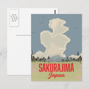 Carte Postale Affiche de voyage rétro Sakurajima Japon.