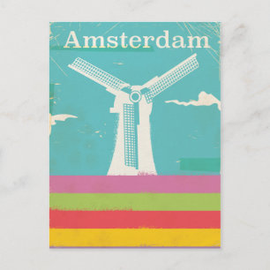 Carte Postale Affiche de voyage rétro vintage Amsterdam