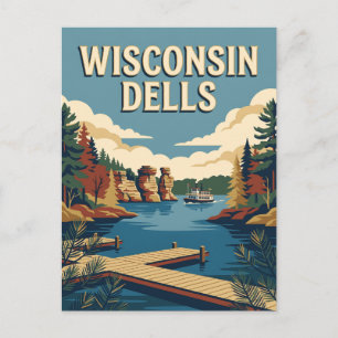 Carte Postale Affiche de voyage rétro vintage de la rivière Wisc