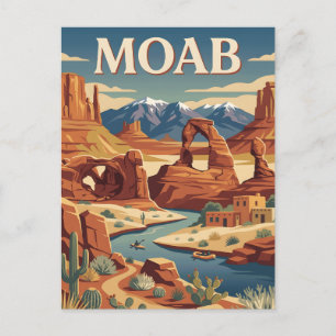 Carte Postale Affiche de voyage rétro vintage Moab Utah Rock rou