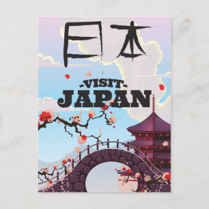 Carte Postale Affiche de voyage rétro Visitez le Japon.