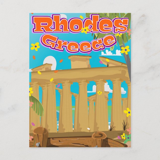 Carte Postale Affiche de voyage Rhodes Grèce. (Devant)