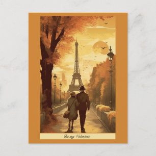 Carte Postale Affiche de voyage, Romance à Paris personnalisable
