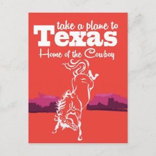 Carte Postale Affiche de voyage rouge alternative vintage Texas