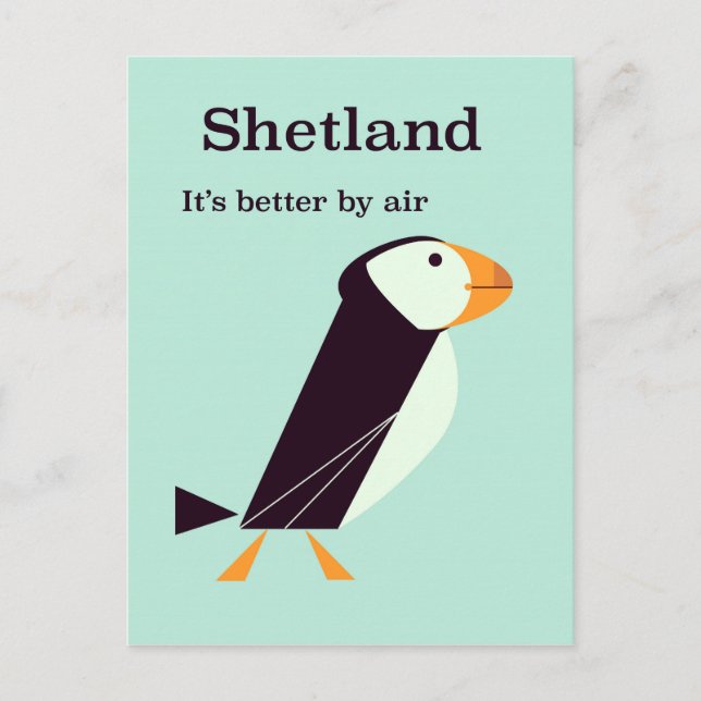 Carte Postale Affiche de voyage Shetland Puffin Vintage (Devant)