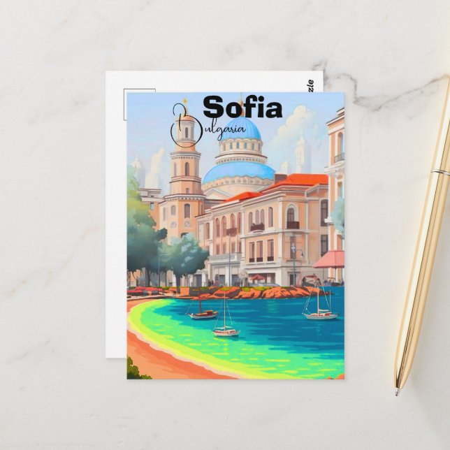 Carte Postale Affiche de voyage Sofia Affiche de Sofia Art mural (Devant/Arrière en situation)