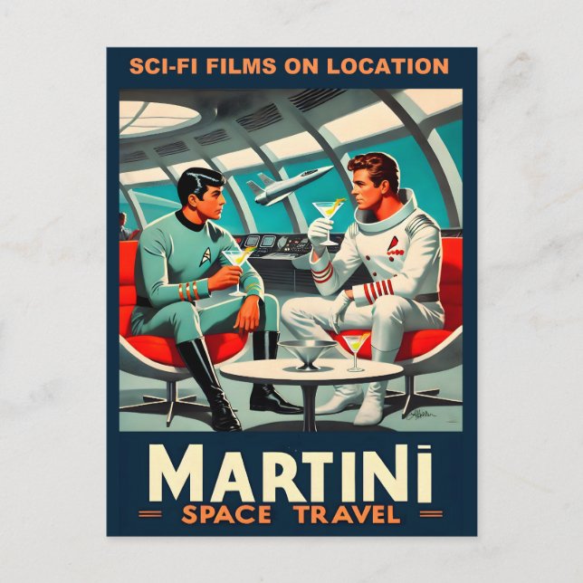 Carte Postale Affiche de voyage spatial Martini Films de science (Devant)