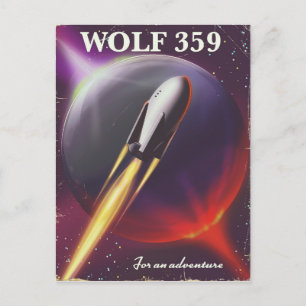 Carte Postale Affiche de voyage spatial "pour une aventure" Wolf