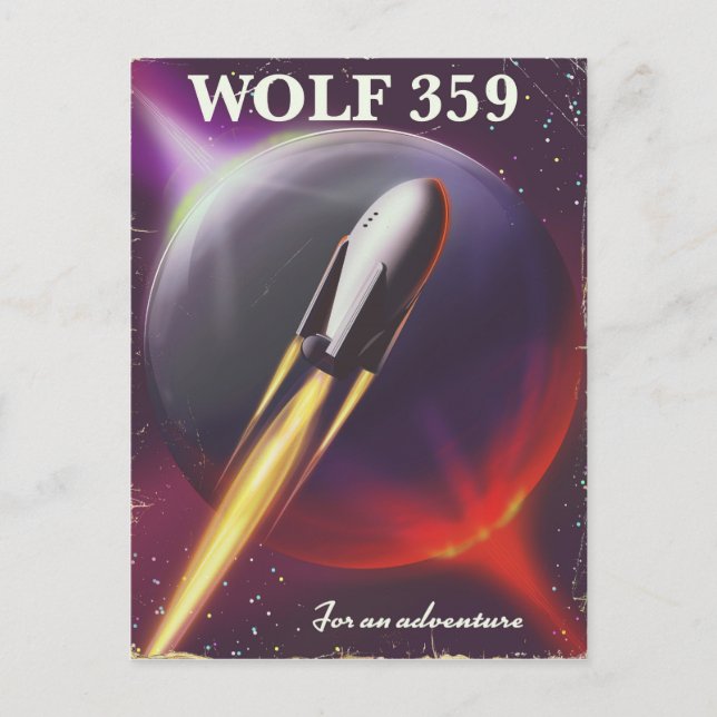 Carte Postale Affiche de voyage spatial "pour une aventure" Wolf (Devant)