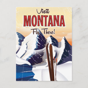 Carte Postale Affiche de voyage style vintage Montana Ski