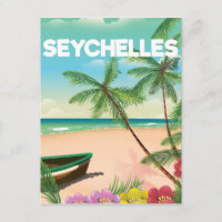 affiche de voyage sur la plage des Seychelles