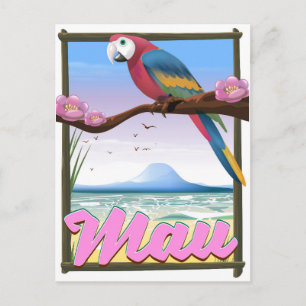 Carte Postale Affiche de voyage tropicale perroquet Maui Hawaï