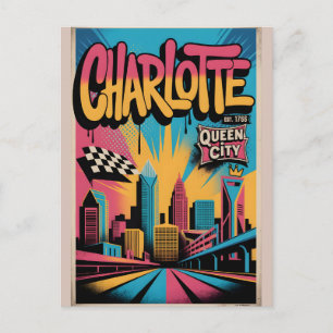 Carte Postale Affiche de voyage urbaine graffiti Charlotte NC