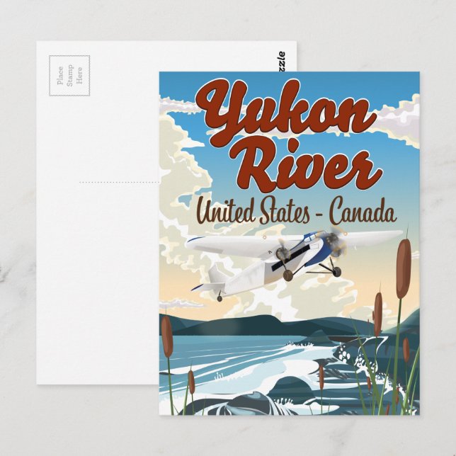 Carte Postale Affiche de voyage USA Canada rivière Yukon (Devant / Derrière)