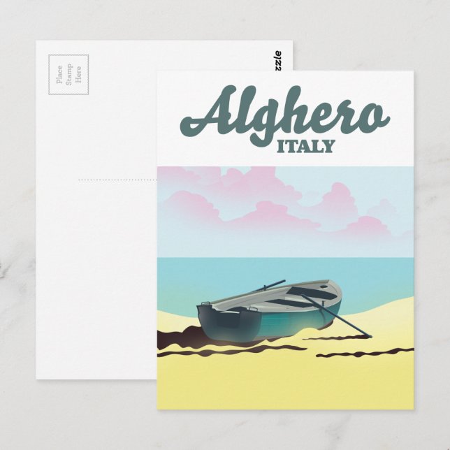 Carte Postale Affiche de voyage vintage Alghero Italie (Devant / Derrière)