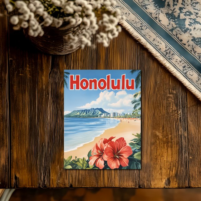Carte Postale Affiche de voyage vintage Aloha Honolulu  (Créateur téléchargé)
