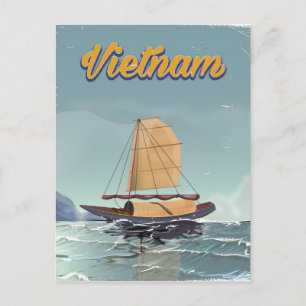 Carte Postale affiche de voyage vintage bateau de pêche du Vietn
