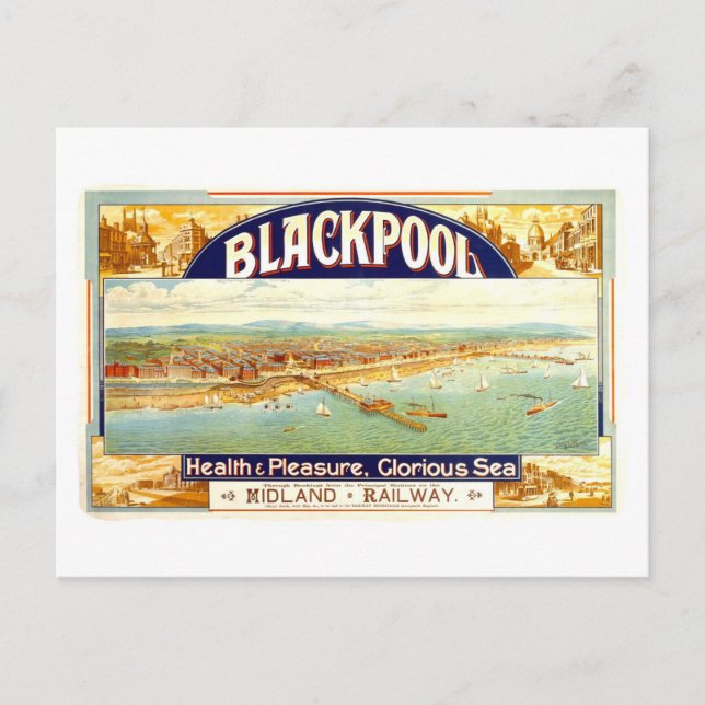 Carte Postale Affiche de voyage vintage Blackpool Angleterre (Devant)