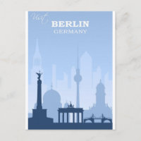 Affiche de voyage vintage bleue de Berlin Allemagn
