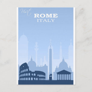 Carte Postale Affiche de voyage vintage bleue de Rome Italie