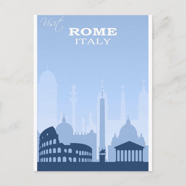 Carte Postale Affiche de voyage vintage bleue de Rome Italie (Devant)