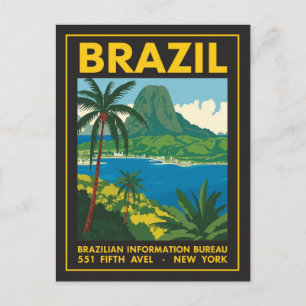 Carte Postale Affiche de voyage vintage Brésil Vue côtière