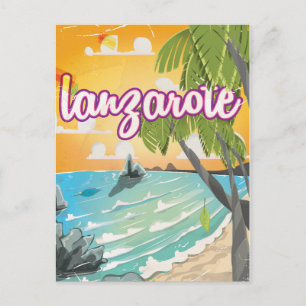 Carte Postale affiche de voyage vintage cartoon de lanzarote