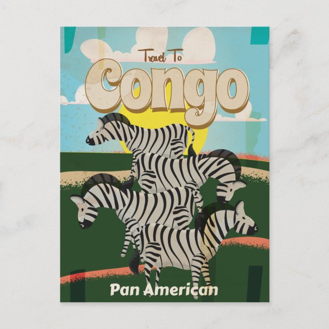 Carte Postale Affiche de voyage vintage Congo. (Devant)