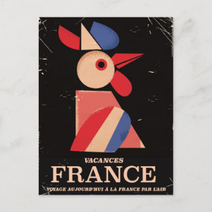 Carte Postale Affiche de voyage vintage coq de France