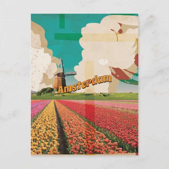 Carte Postale Affiche de voyage vintage d'Amsterdam (Devant)