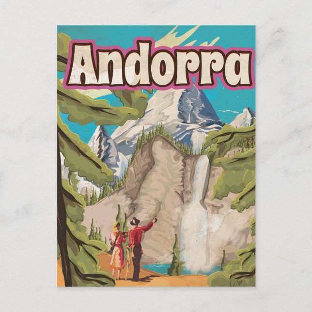 Carte Postale Affiche de voyage vintage d'Andorre (Devant)