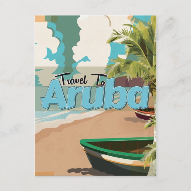 Carte Postale Affiche de voyage vintage d'Aruba. (Devant)
