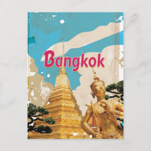 Carte Postale Affiche de voyage vintage de Bangkok