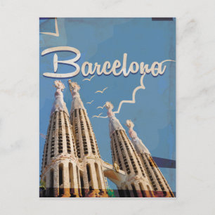 Carte Postale Affiche de voyage vintage de Barcelone