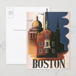 Carte Postale Affiche de voyage vintage de Boston, Massachusetts
