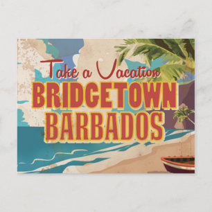 Carte Postale Affiche de voyage vintage de Bridgetown, Barbade