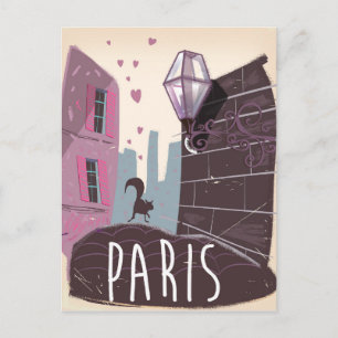 Carte Postale Affiche de voyage vintage de chat Paris.