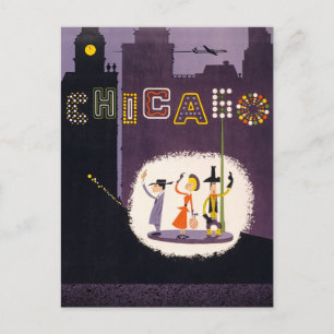 Carte Postale Affiche de voyage Vintage de Chicago Illinois Retr