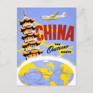Carte Postale Affiche de voyage vintage de Chine restaurée
