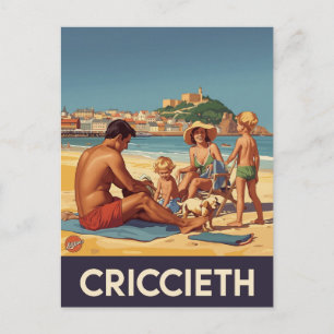 Carte Postale Affiche de voyage vintage de Criccieth en famille 