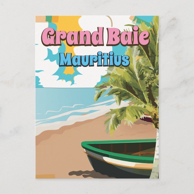 Carte Postale Affiche de voyage vintage de Grand Baie Maurice. (Devant)