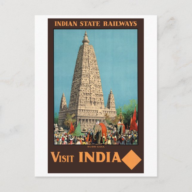 Carte Postale Affiche de voyage vintage de Indian Railways resta (Devant)