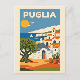 Carte Postale Affiche de voyage vintage de la côte de Pouilles I